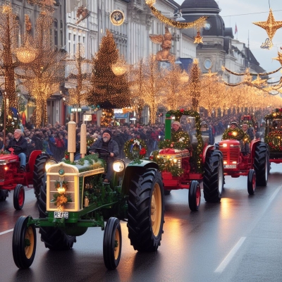Hamburger Traktorenparade zu Weihnachten