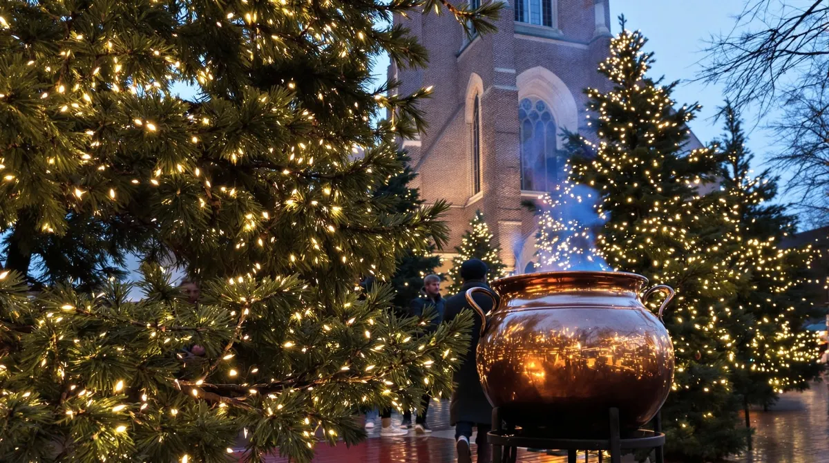 Feuerzangenbowle im kleinen Tannenwald vor der St. Johanniskirche in Lüneburg