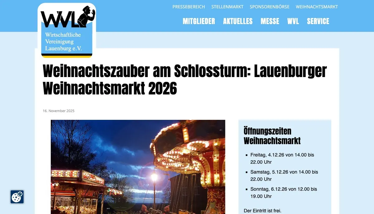 Website: Lauenburger Weihnachtsmarkt 2026 am Schloss
