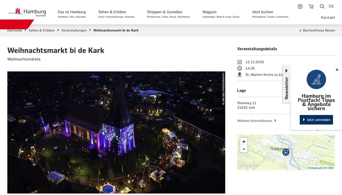 Website: Weihnachtsmarkt bi de Kark in Estebrügge 2026
