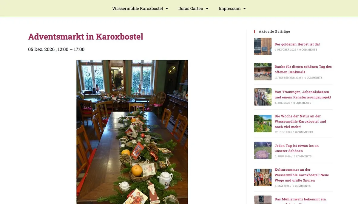 Website: Adventsmarkt Wassermühle Karoxbostel 2026