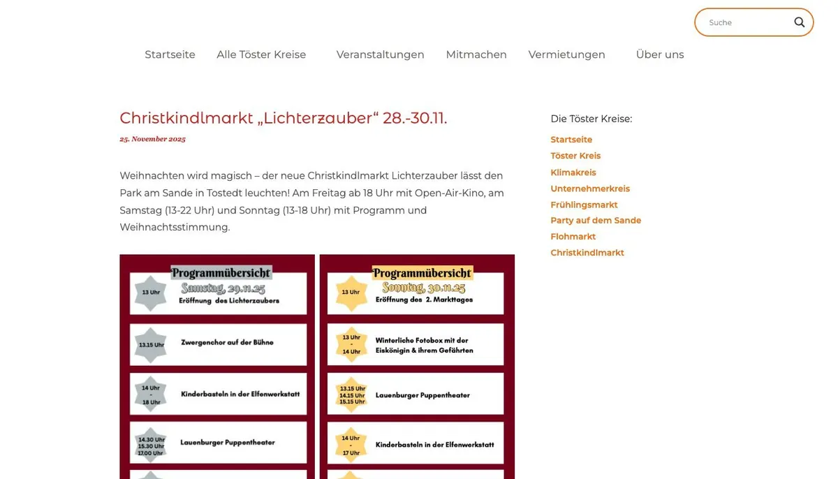 Website: Christkindlmarkt Lichterzauber in Tostedt 2026